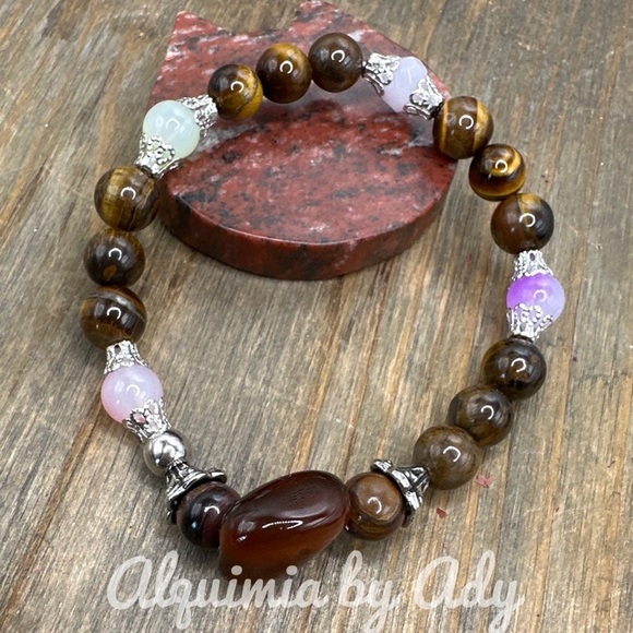 Red Tiger's eye beaded bracelet courage and protection healing crystal - Picture 1 of 4